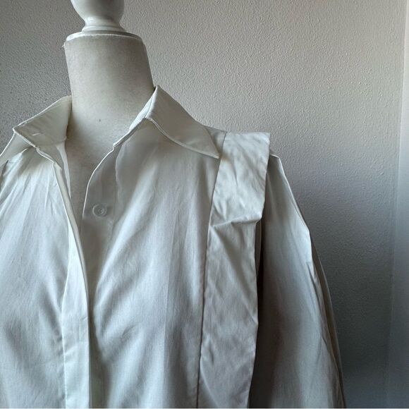 Commense White Blouse 100% Cotton Button Down Long Sleeve Tailored SZ S NEW - Picture 3 of 14